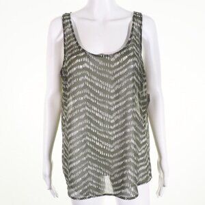 Old Navy Womens Large Tunic Tank Green & White Sleeveless Sheer